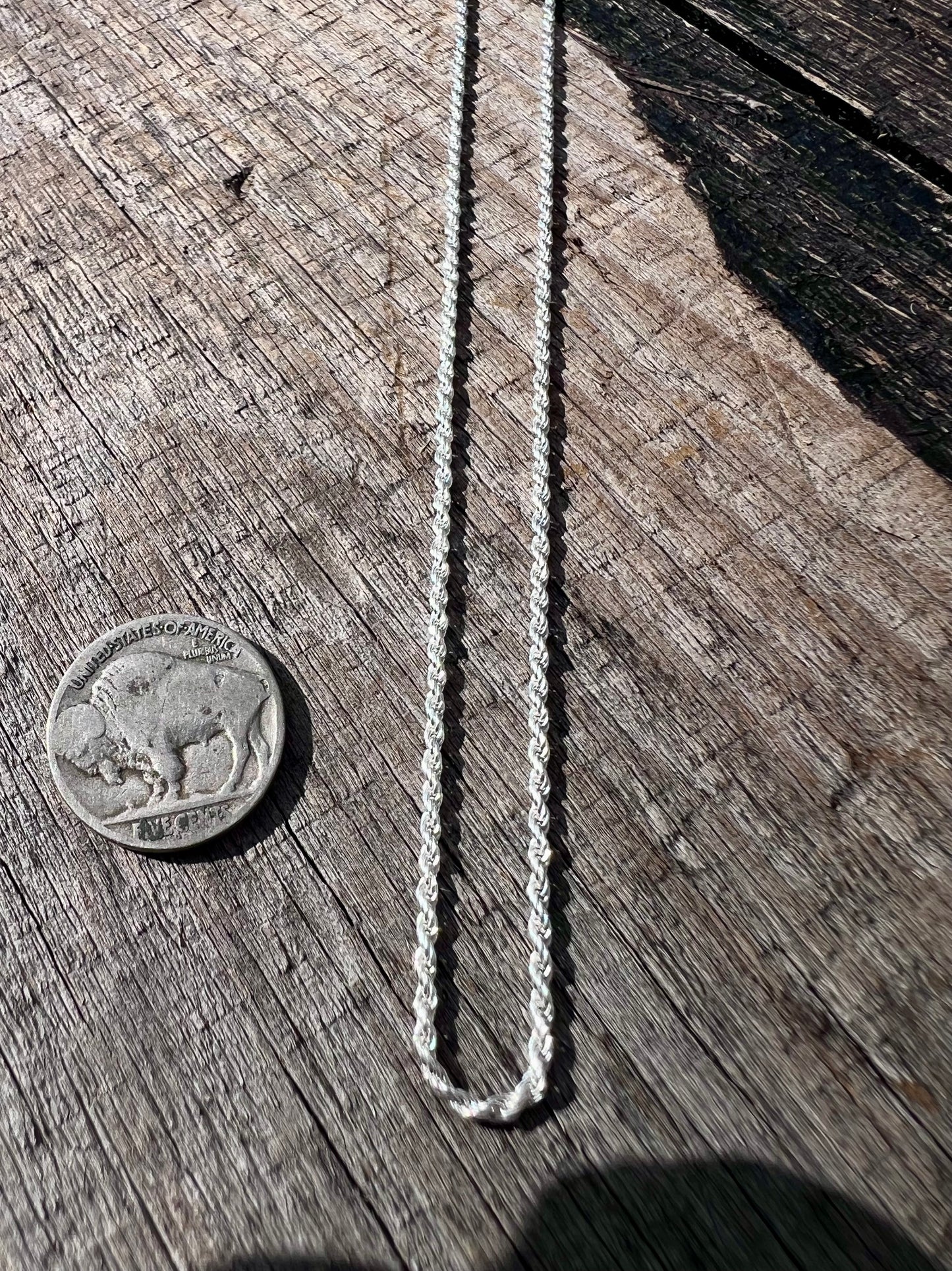 Sterling Silver(made in Italy) 1.5mm Rope Chain 18”