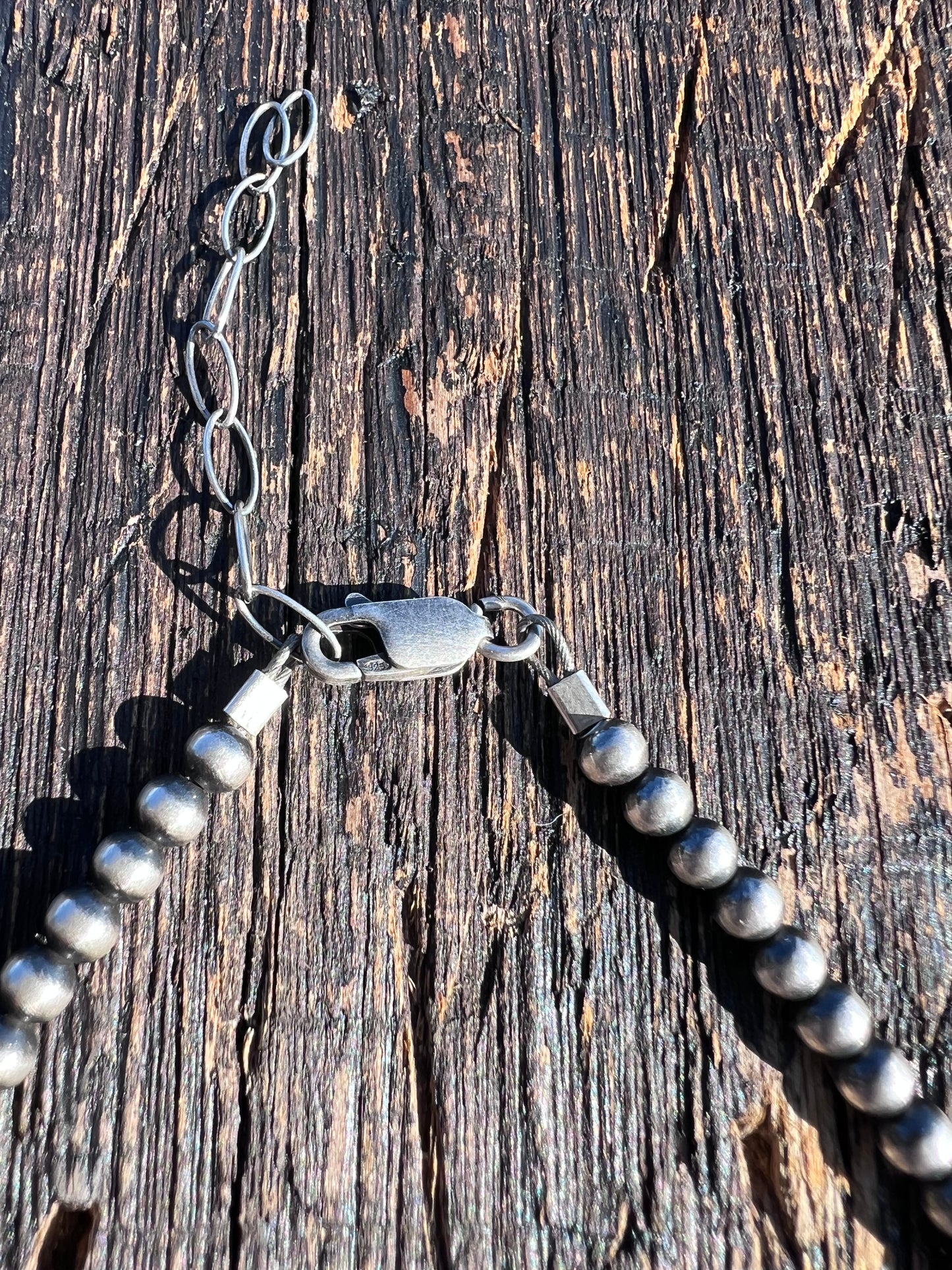 Sterling Oxy Bead 4mm Necklace 14-16”