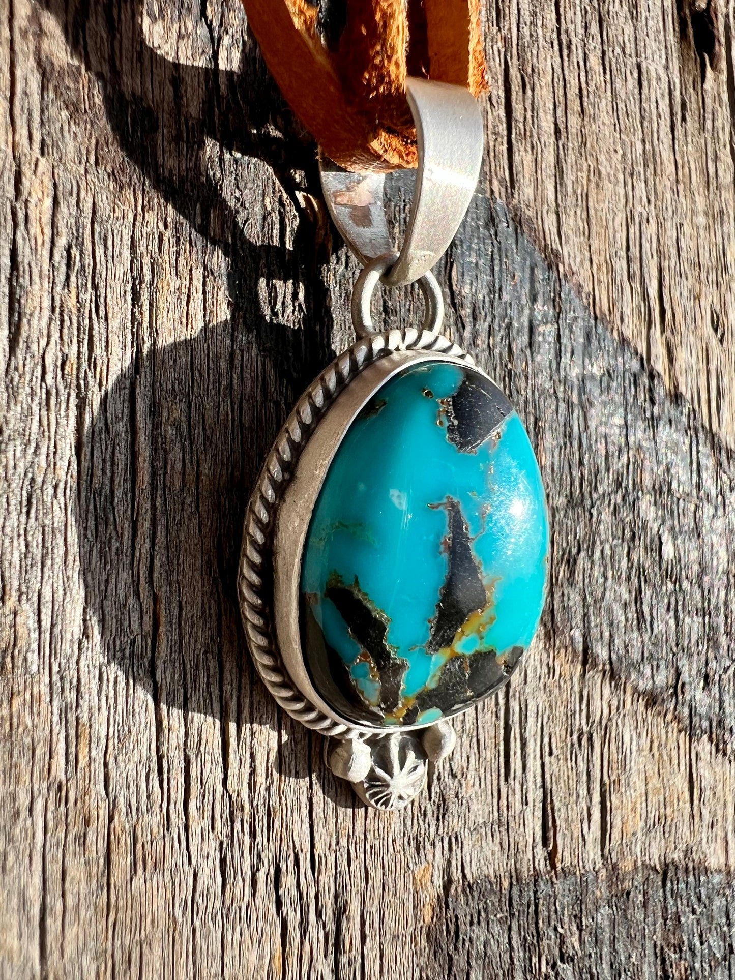 Blue Moon Turquoise & Sterling Silver Pendant - Navajo Handmade by Burt Francisco