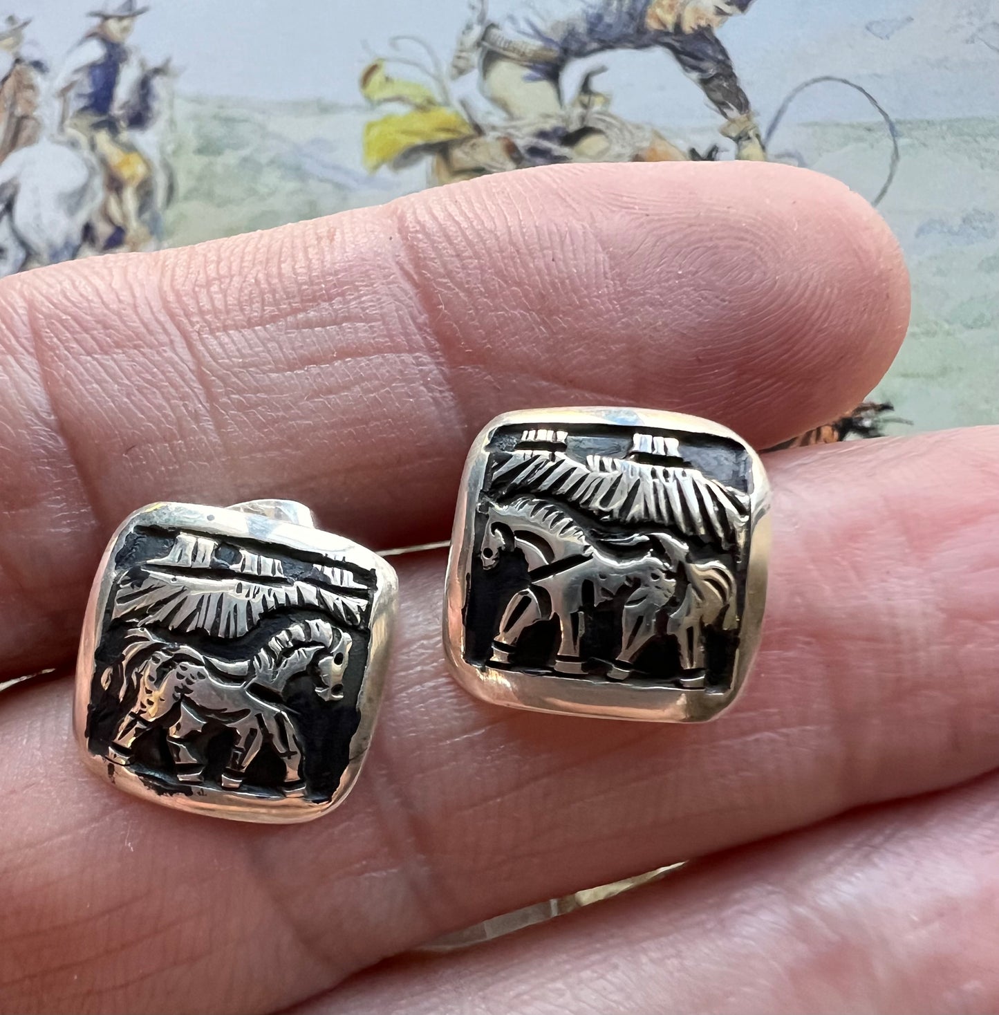 Handmade Storyteller Horse Post Earring 1/2”