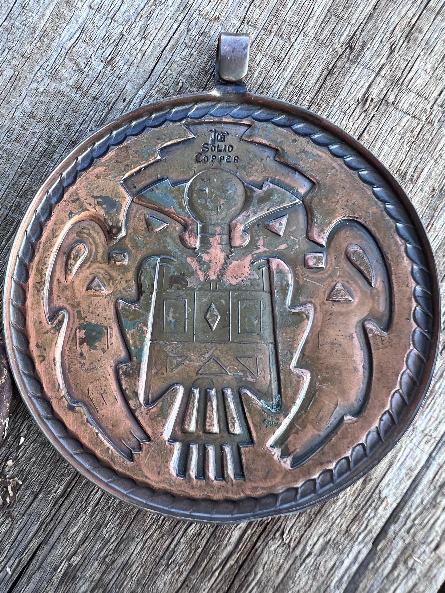 Vintage Fred Harvey Era, Bell Trading Copper Kachina Pendant 3”