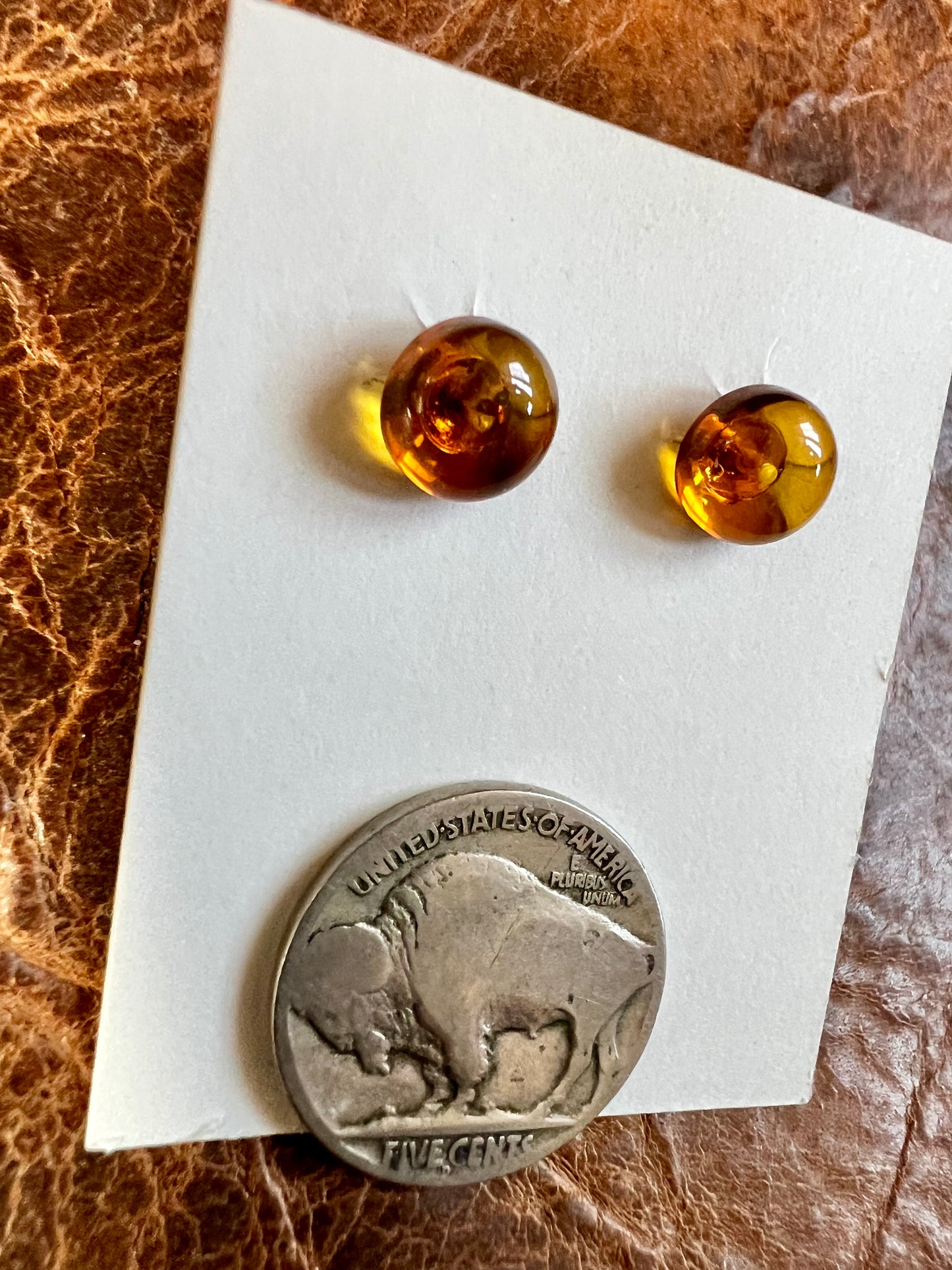Baltic Amber Post Earrings 8mm