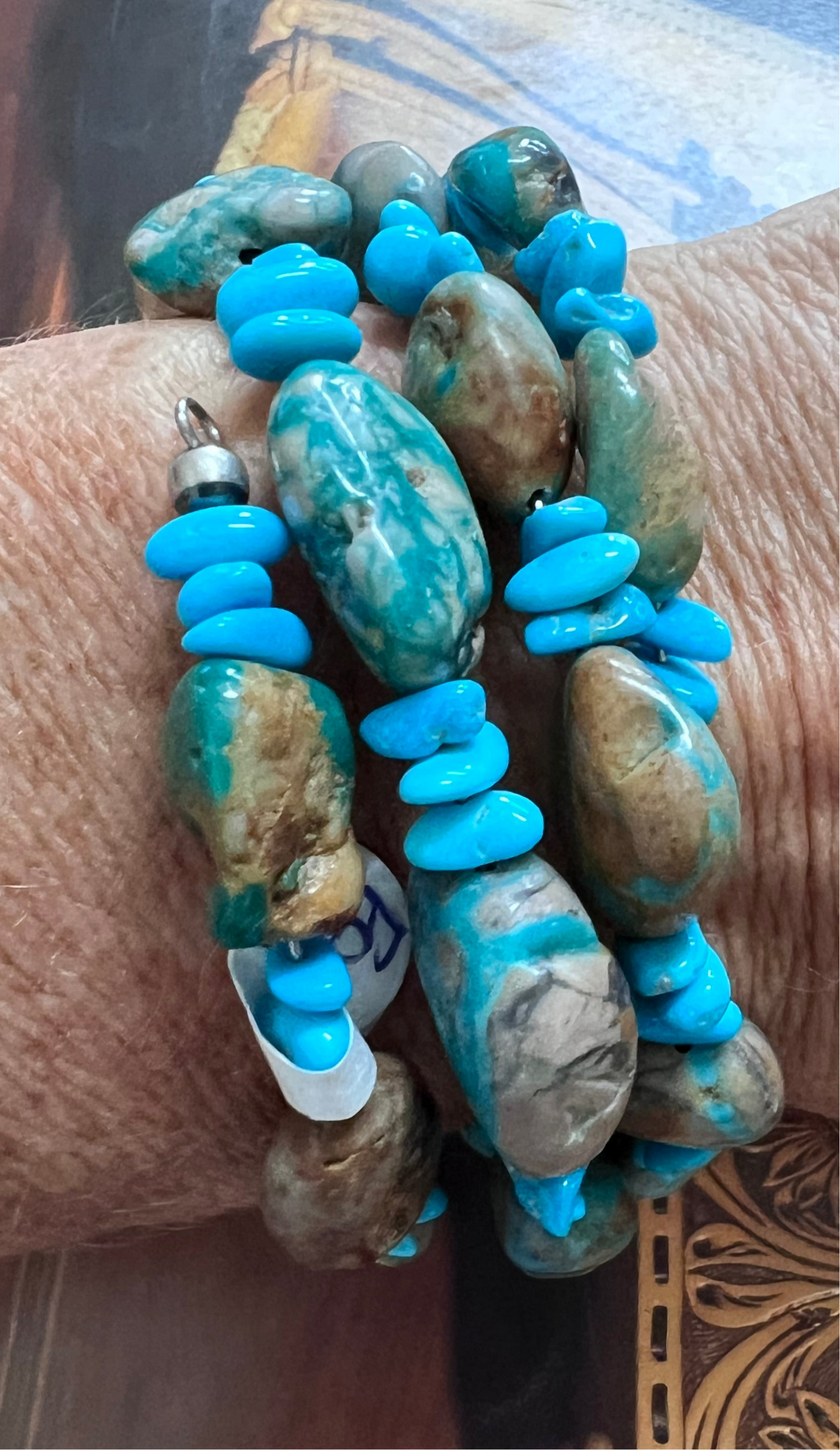 Chunky Fox & Sleeping Beauty Turquoise Sterling Silver Wrap Bracelet