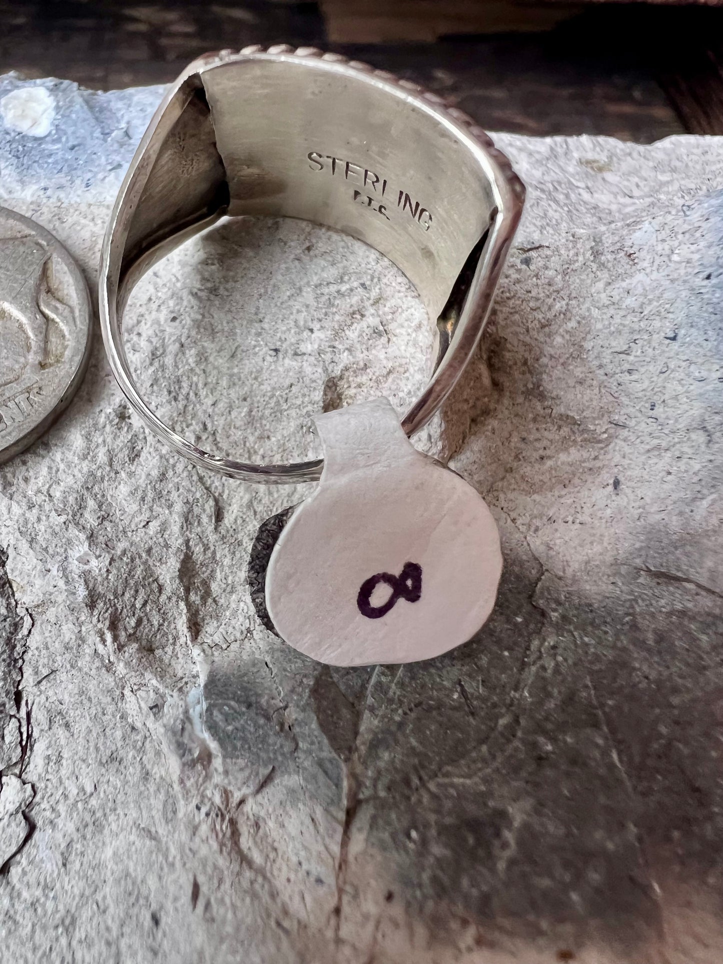 Handmade by Caroline Tsosie. 5-row Sterling Silver Ring Sz 8