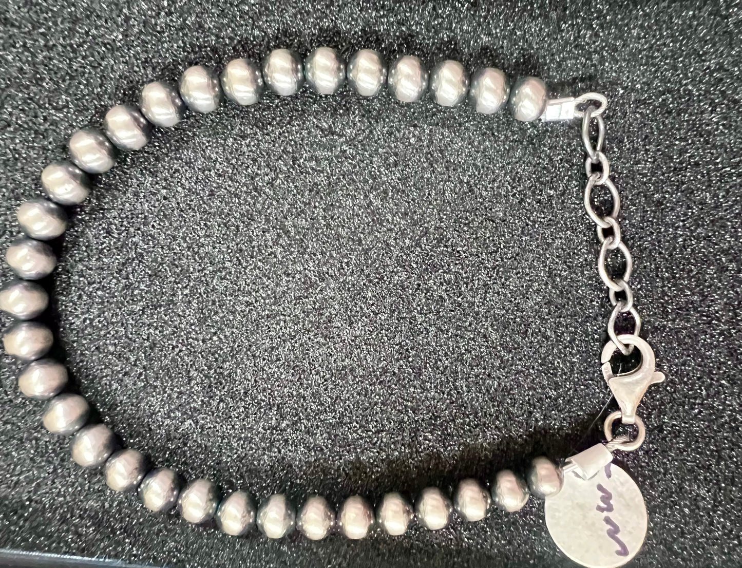 Sterling Silver Oxy 5mm Pearl Bracelet Sz 7-8