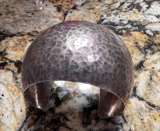 Vintage Native Navajo Handmade Sterling Hammered Domed Cuff Sz 6.25