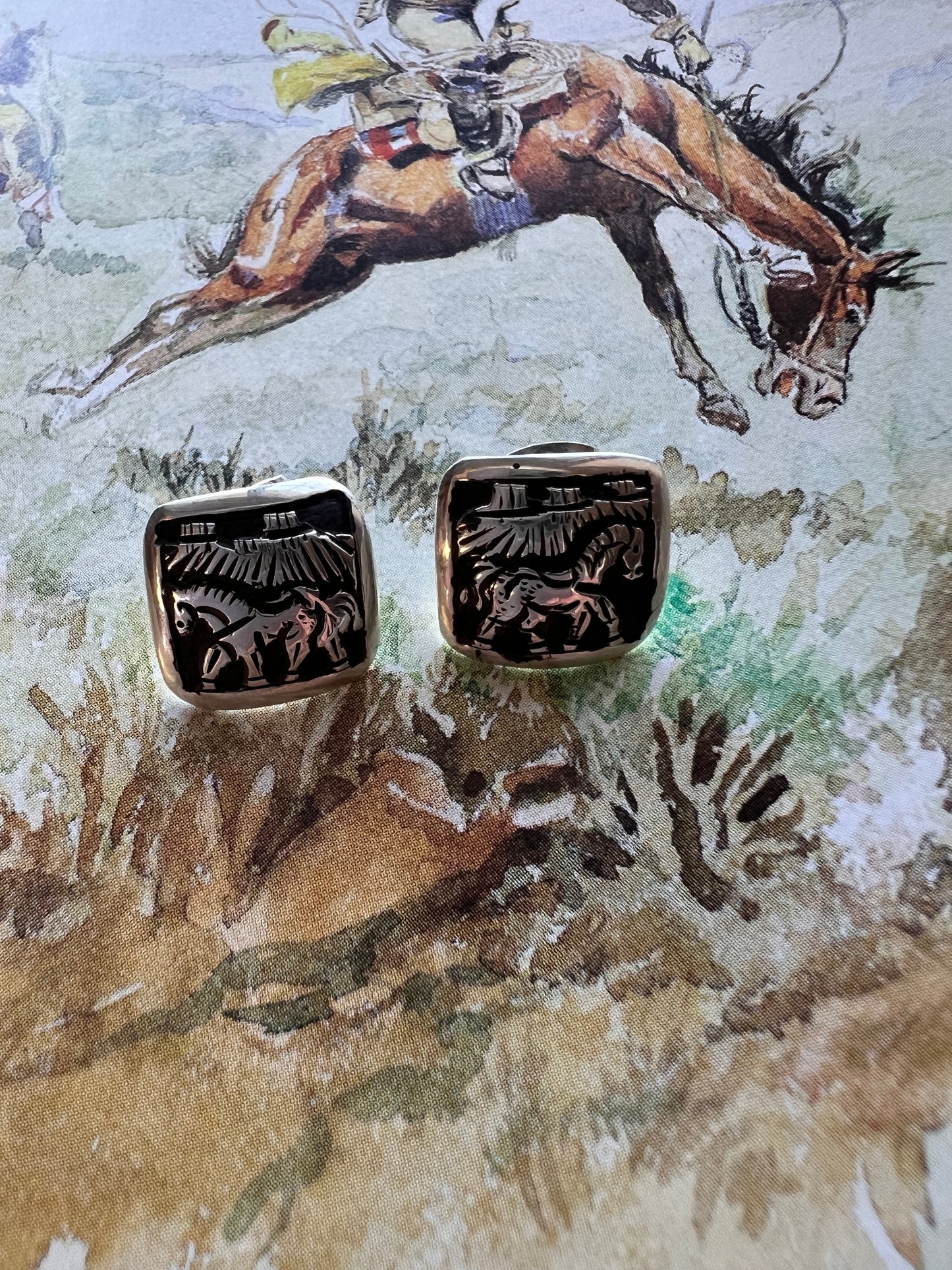 Handmade Storyteller Horse Post Earring 1/2”