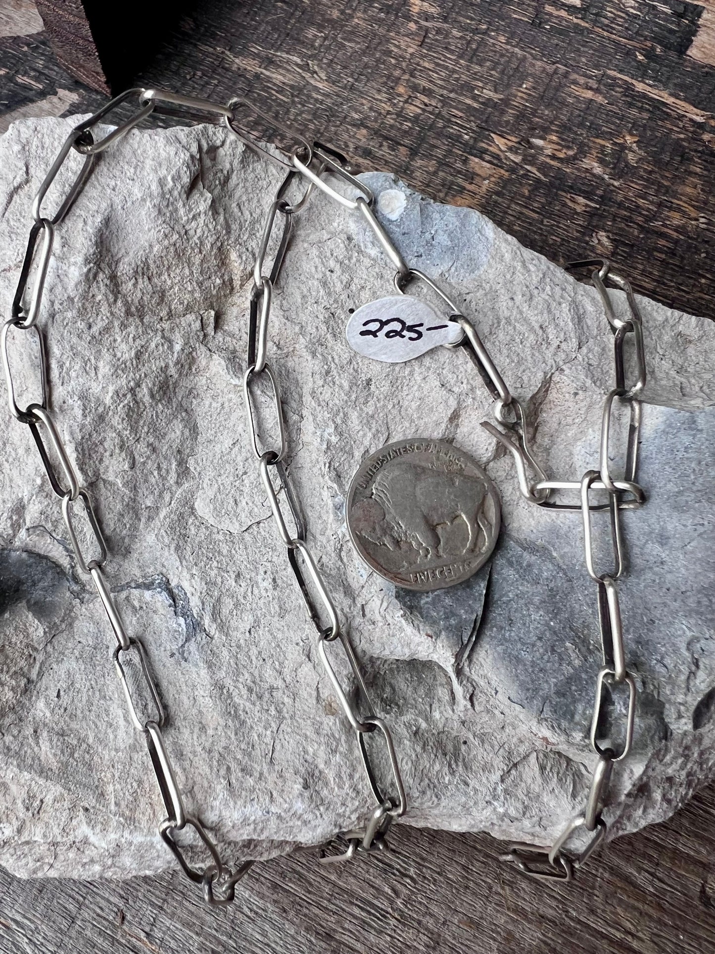 Handmade Oxidized Sterling Silver Paper-clip Necklace