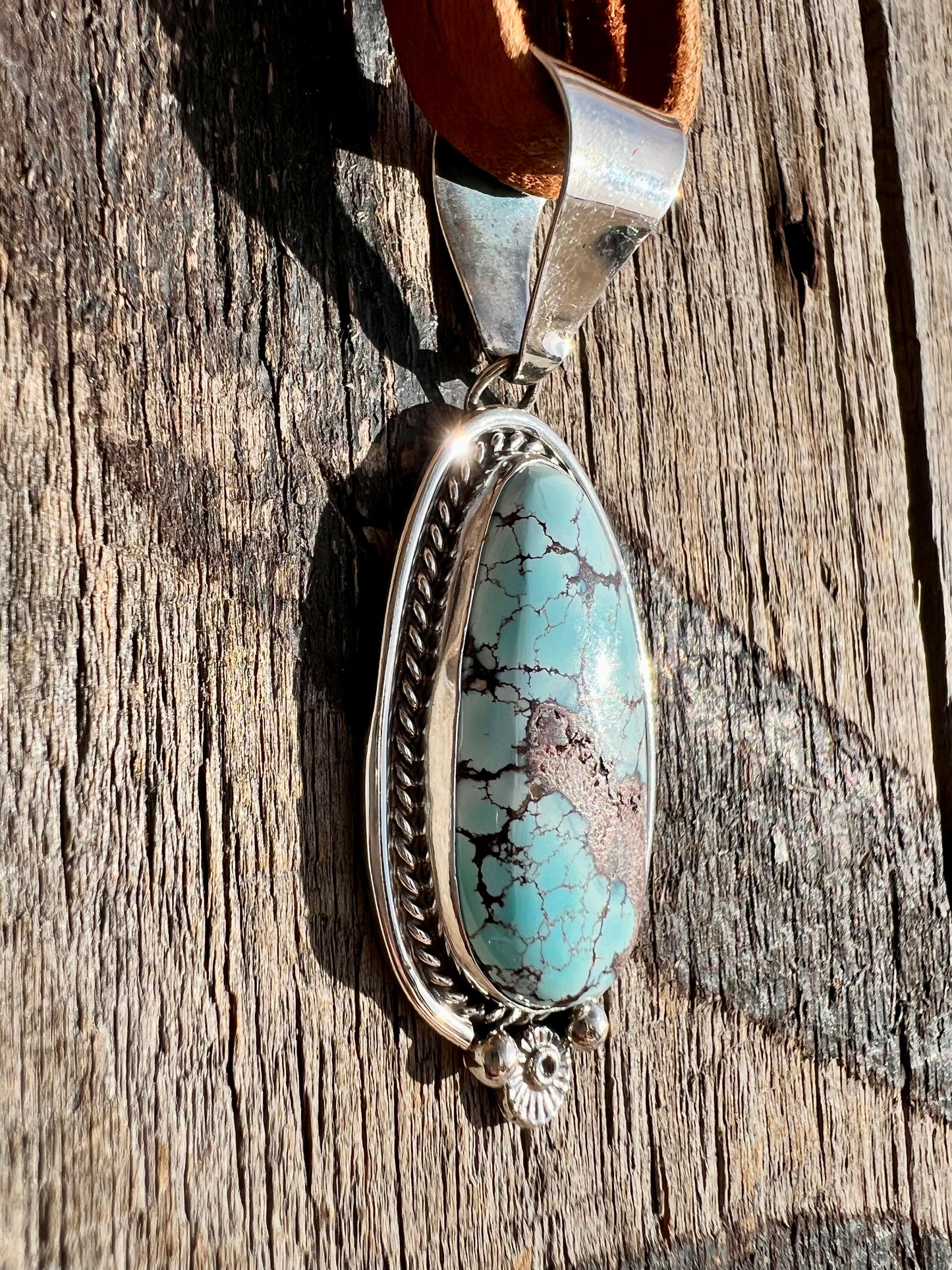 Golden Hills Turquoise & Sterling Silver Pendant - Navajo Handmade by Chris Charley