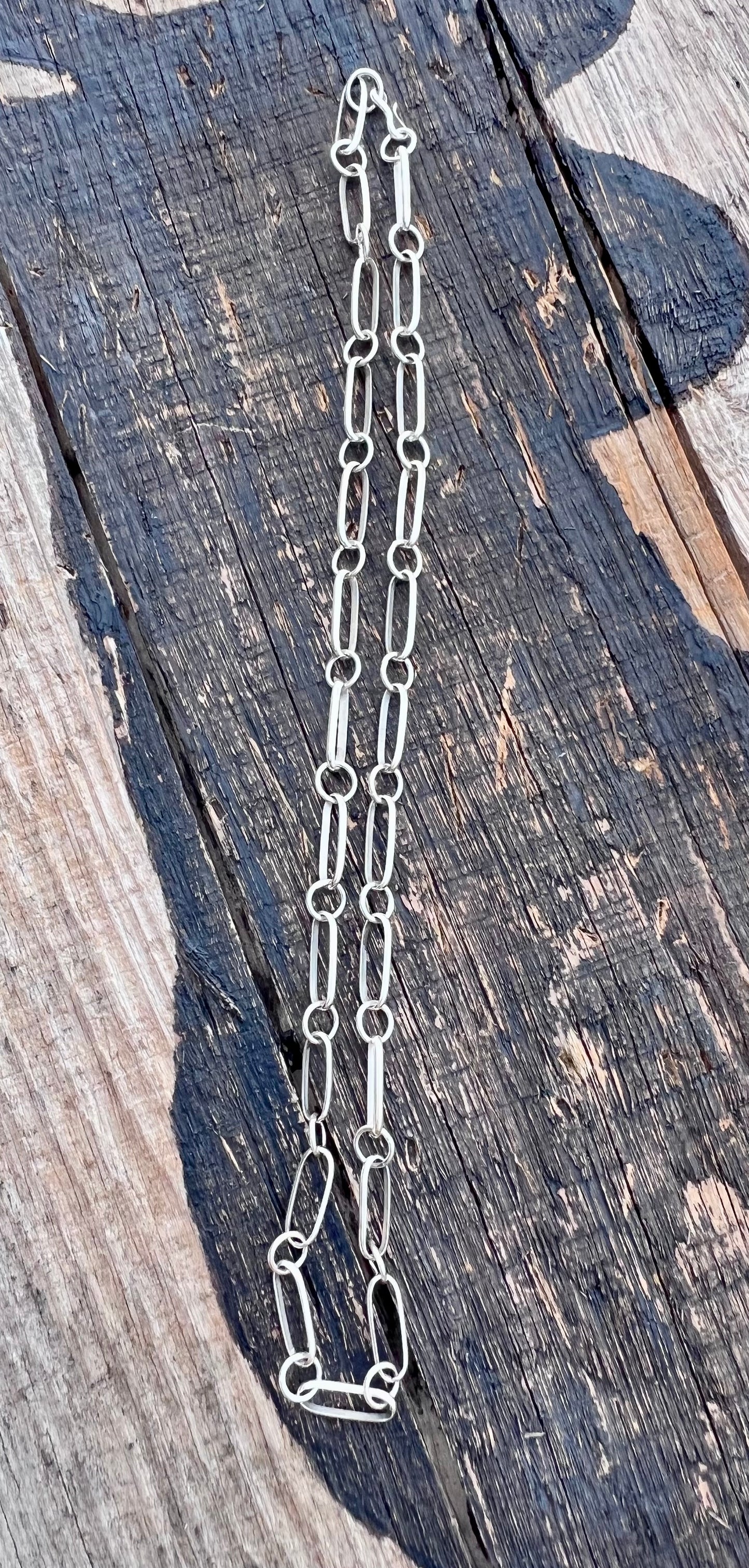 Handmade Sterling Silver Paperclip Link Chain Necklace 25”