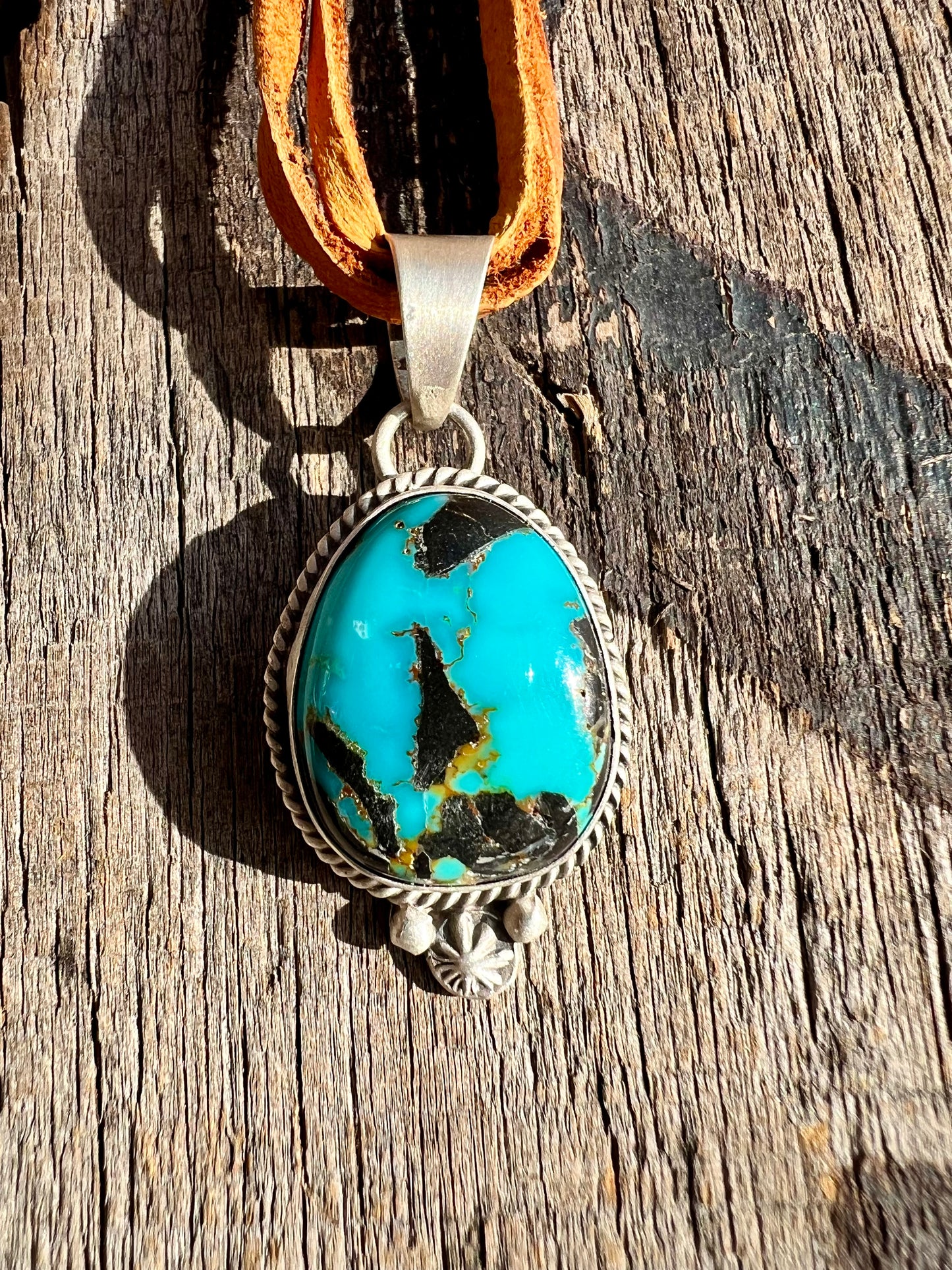 Blue Moon Turquoise & Sterling Silver Pendant - Navajo Handmade by Burt Francisco