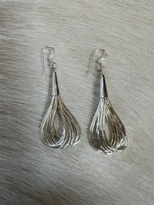 Sterling Liquid Silver 10-strand Earrings 2”
