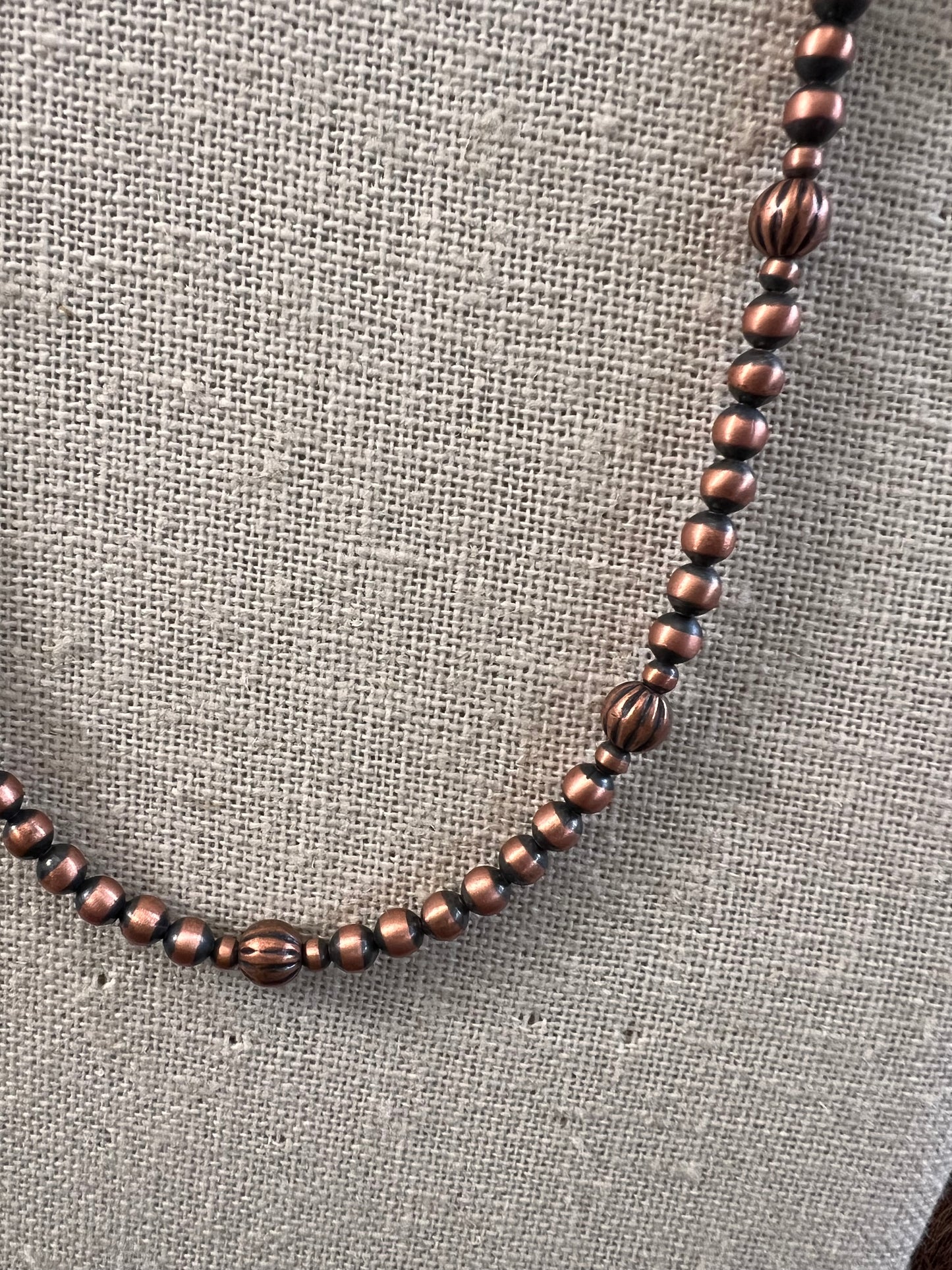 Oxidized Copper Bead Necklace, Bracelet & Earrings SET