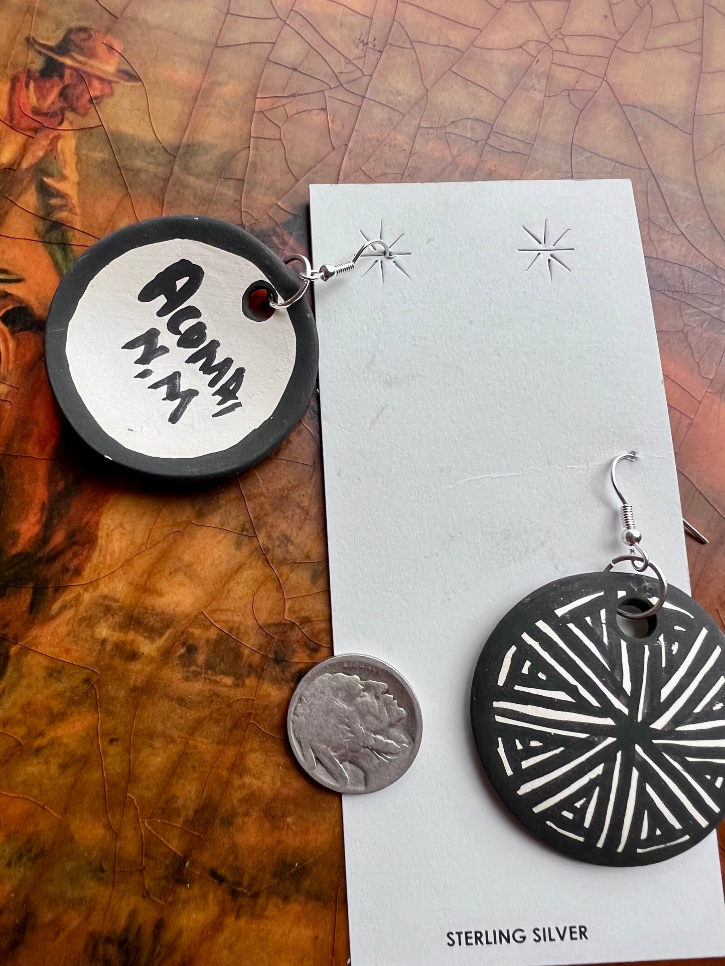 Handmade Acoma Pueblo Pottery Earrings by Mary Garcia