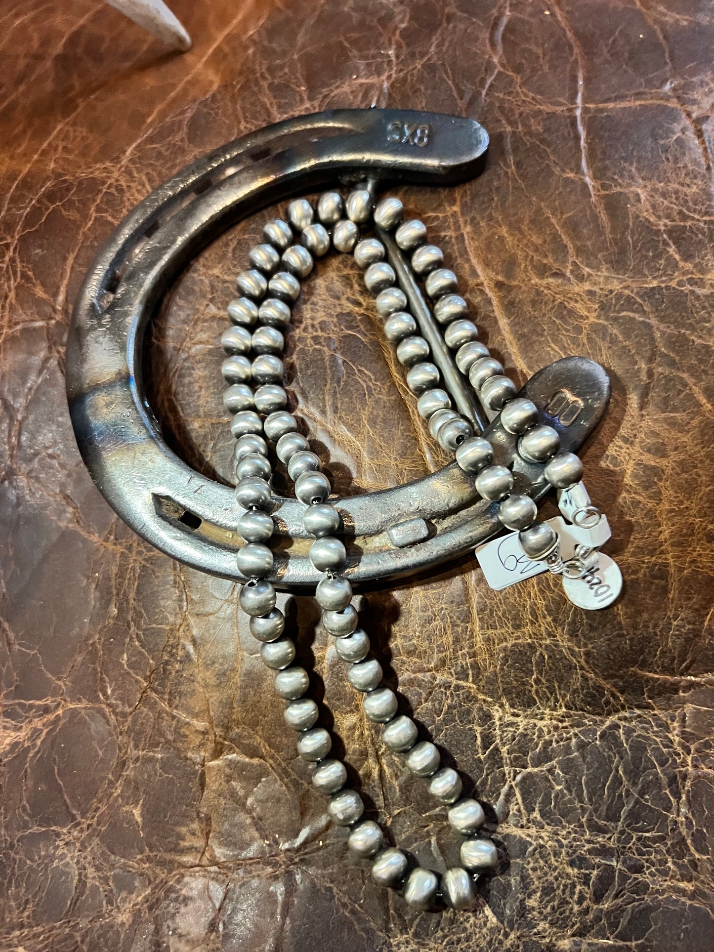 Handmade by Bryannen Halwood- Sterling Silver Navajo Pearls 24” 8mm