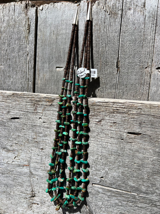 Kewa Pueblo Handmade by Robert Coriz Shell Heishi & Fox Turquoise 3-Strand 23” Necklace