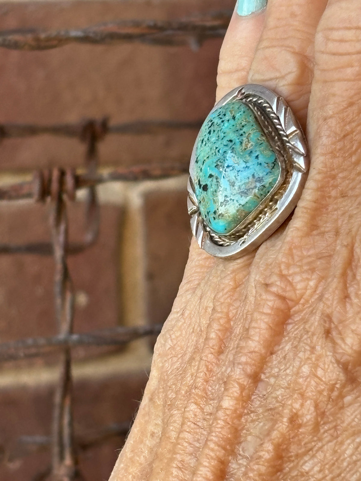 Vintage Native Handmade Royston Turquoise & Sterling Ring Size 6