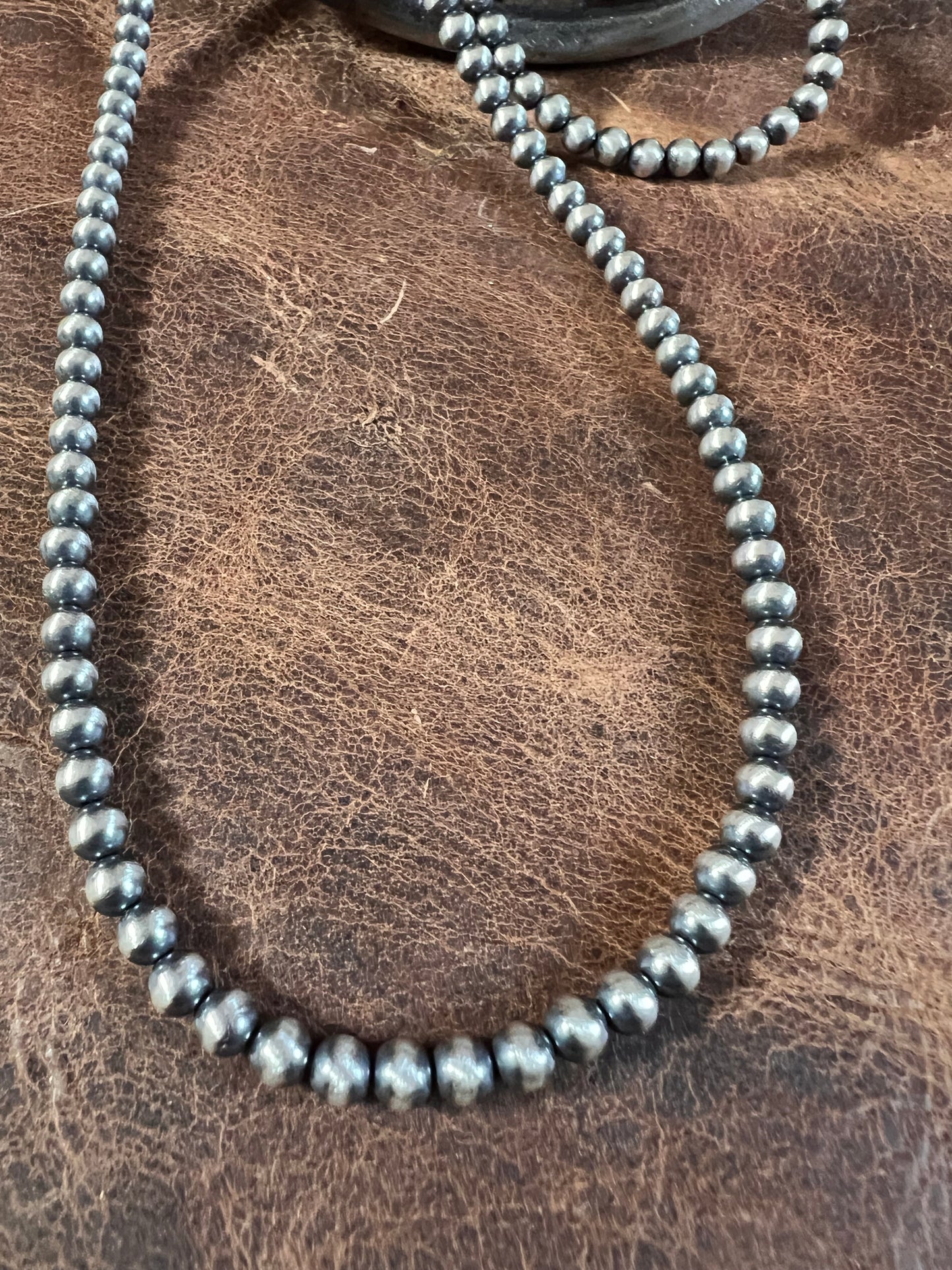 Sterling Silver 5mm Oxidized Bead 16-18” Necklace & Bracelet 7-8”