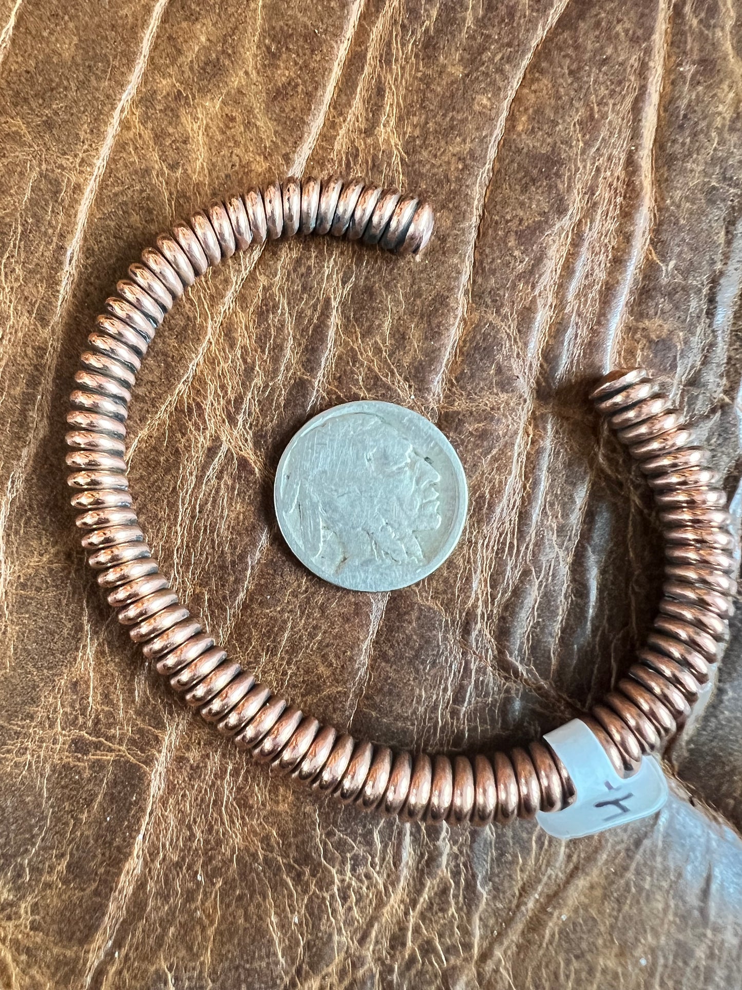 Copper Coiled Cuff Bracelet Sz 7 1/4”