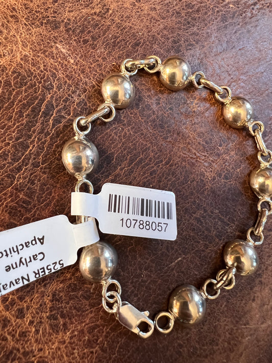 Navajo Handmade by Carlyne Apachito Navajo Pearl Slices and Paperclip Link Bracelet 7.5”