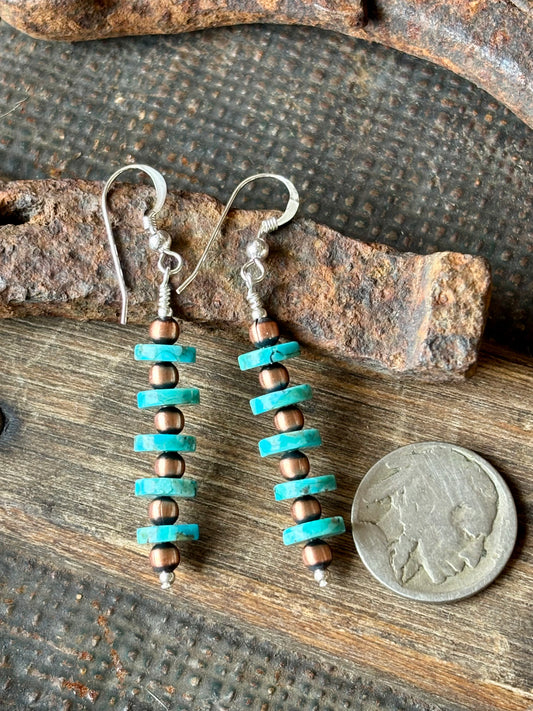 Copper & Turquoise Earrings 2.2”