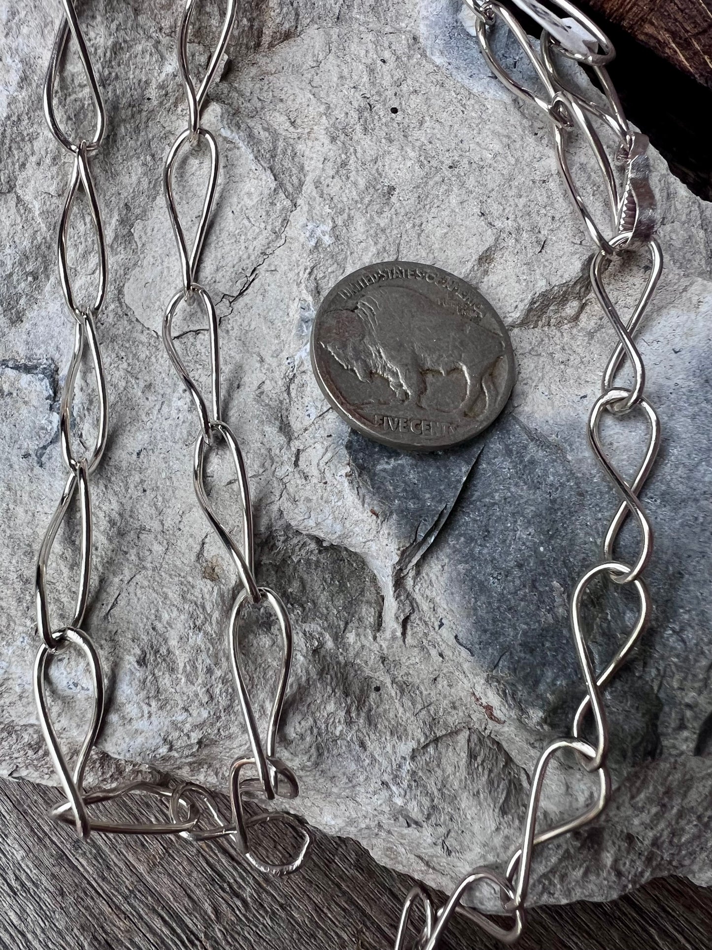 Handmade Sterling Figure-8 link High-shine Necklace 25”