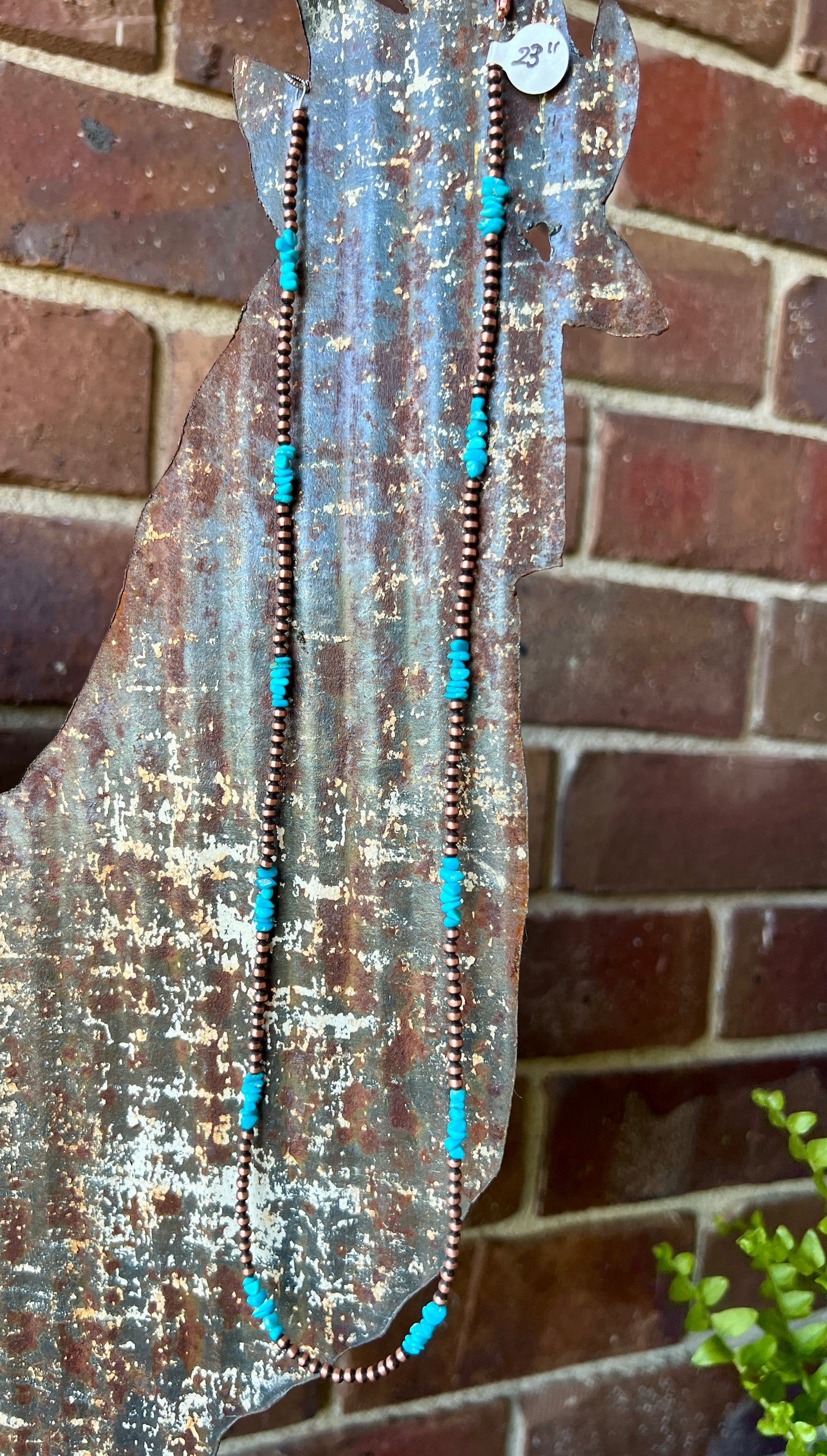 Genuine Copper Bead (3mm) & Sleeping Beauty Turquoise Necklace 23”-25”