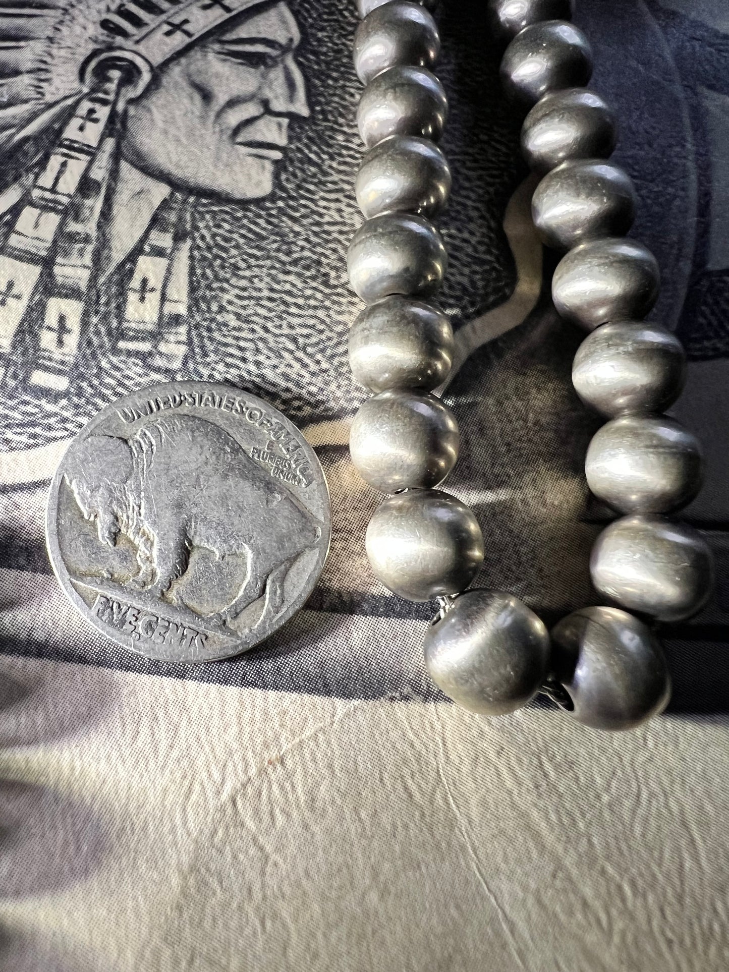 Handmade by Bryannen Halwood- Sterling Silver Navajo Pearls 24” 8mm