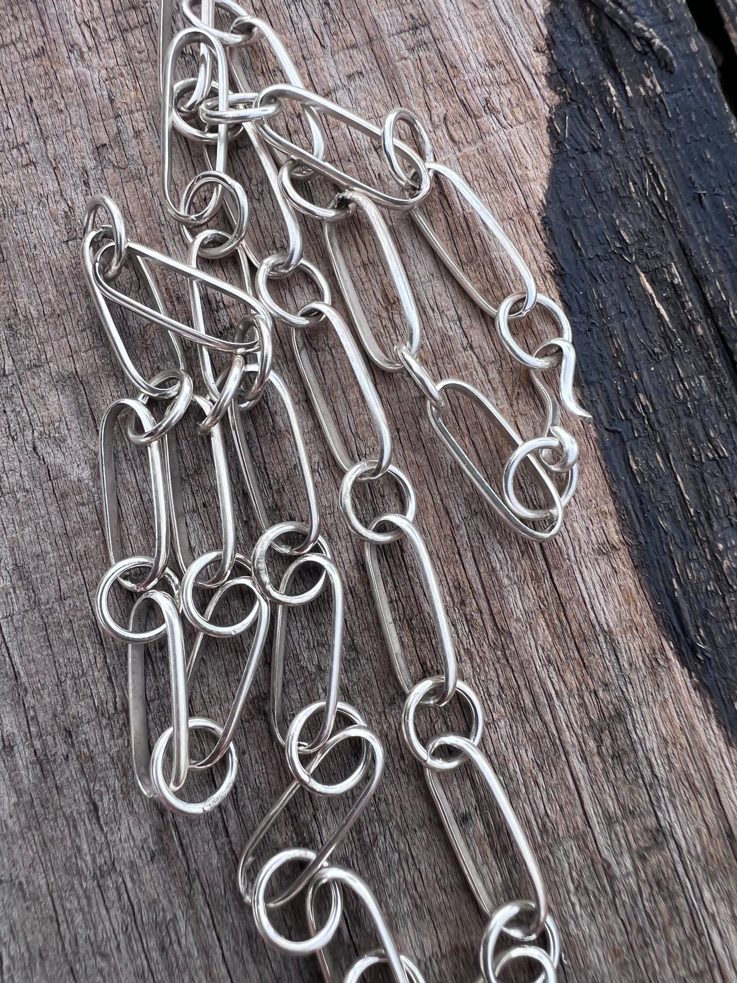 Handmade Sterling Silver Paperclip Link Chain Necklace 25”