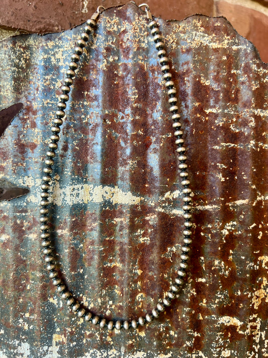 Sterling Silver 4mm Round Bead Necklace 14”