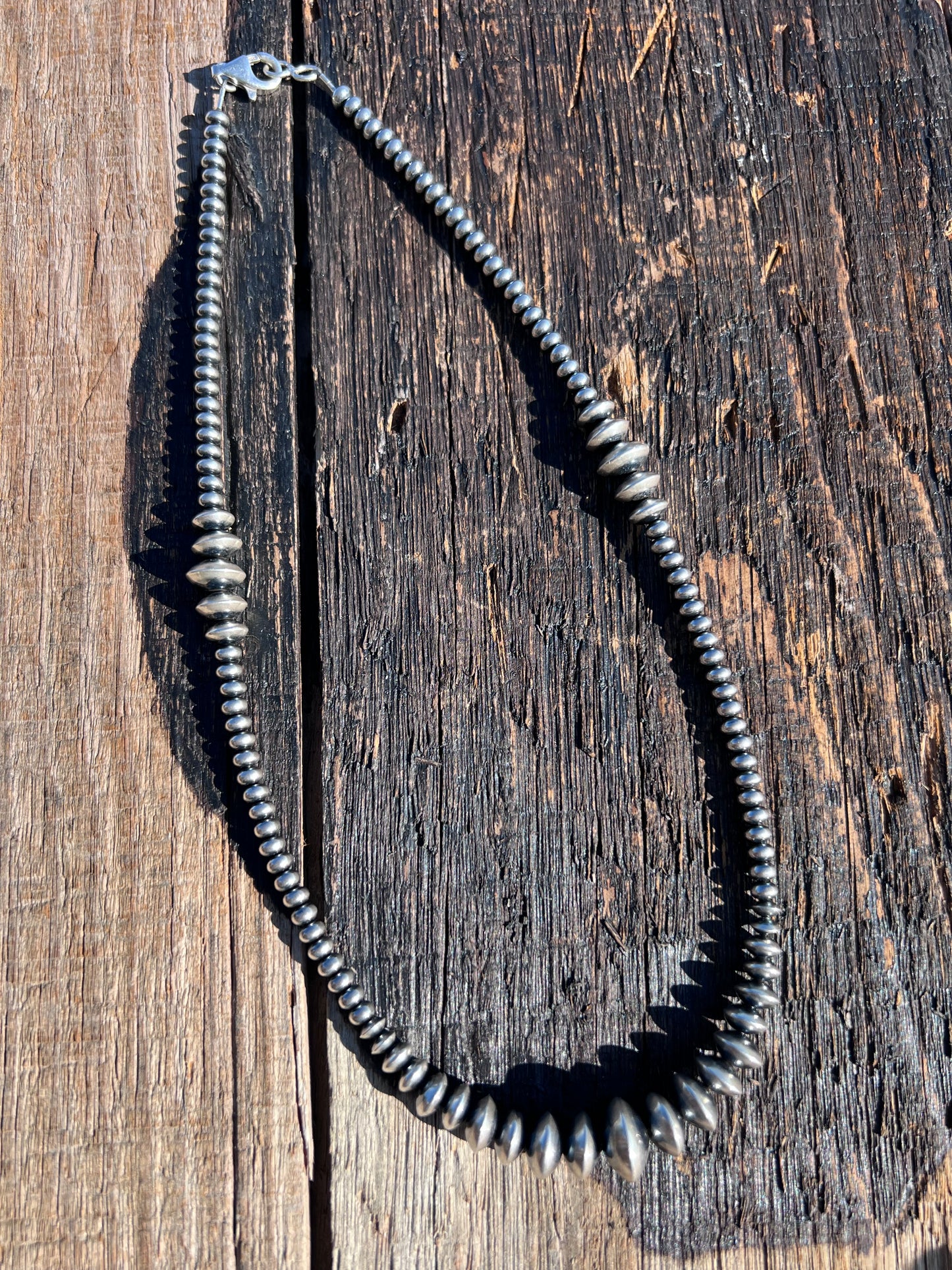Sterling Silver 18” 4-12mm Rondelle & Saucer Bead Necklace