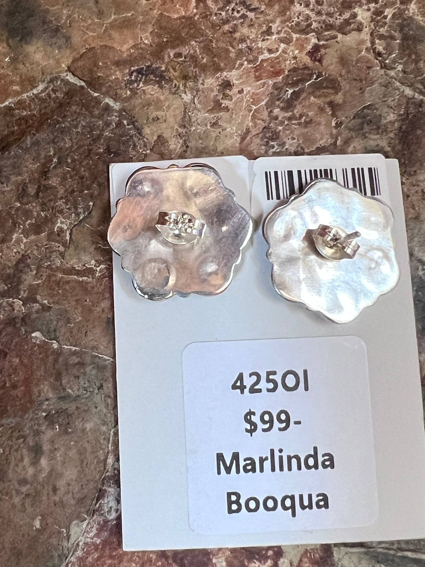 Native American Handmade by Marlinda Booqua - Sterling & Turquoise Post Earrings .8”