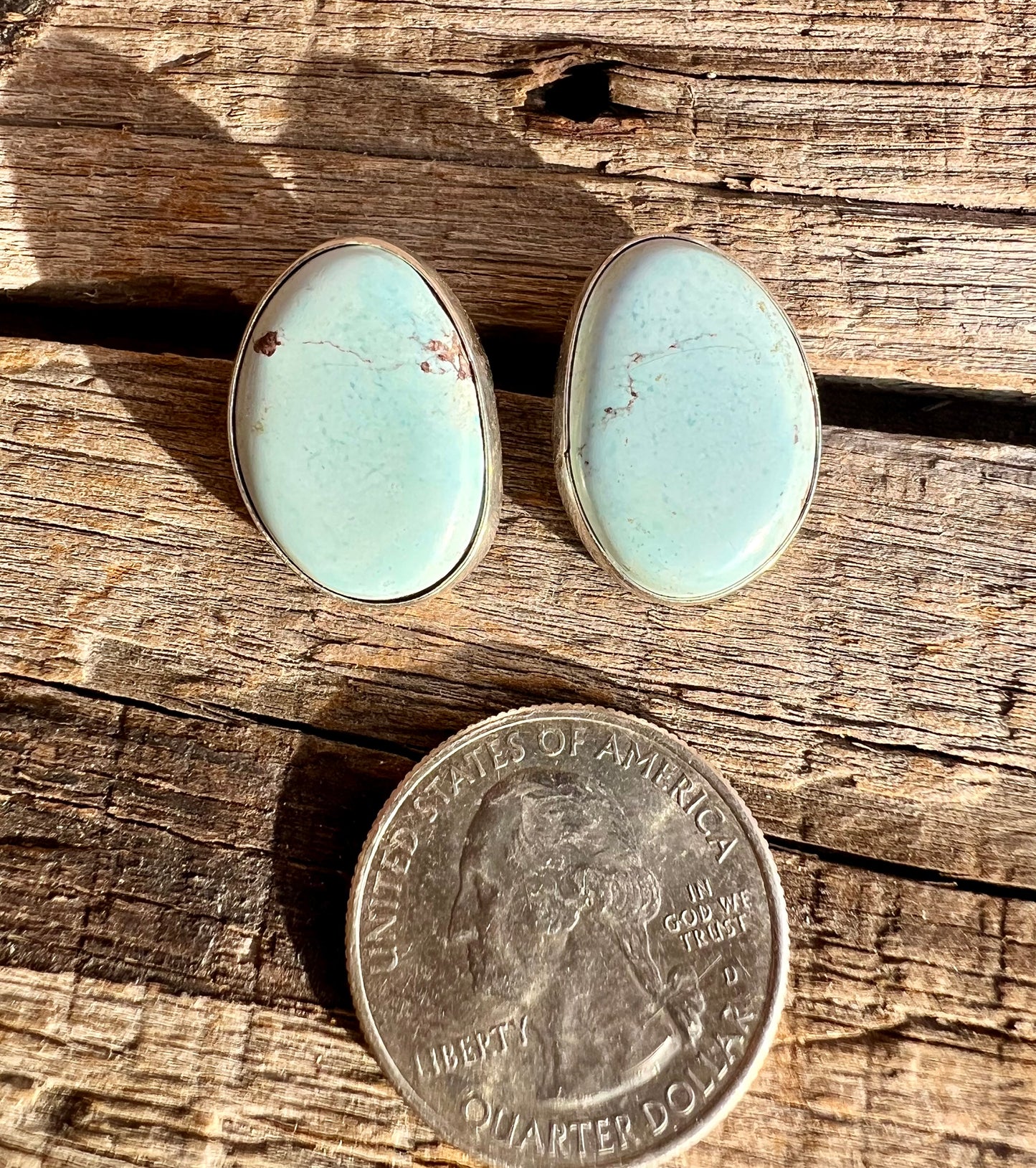 Golden Hills Turquoise & Sterling Post Earrings- Navajo Handmade by Lee Sandoval