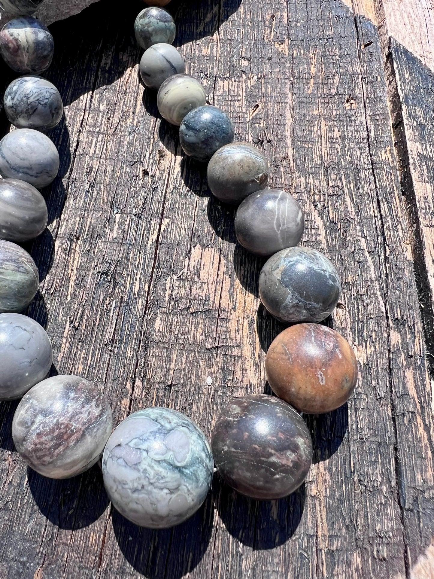 Vintage Chunky Jasper Bead & Sterling Necklace by Jay King 24”