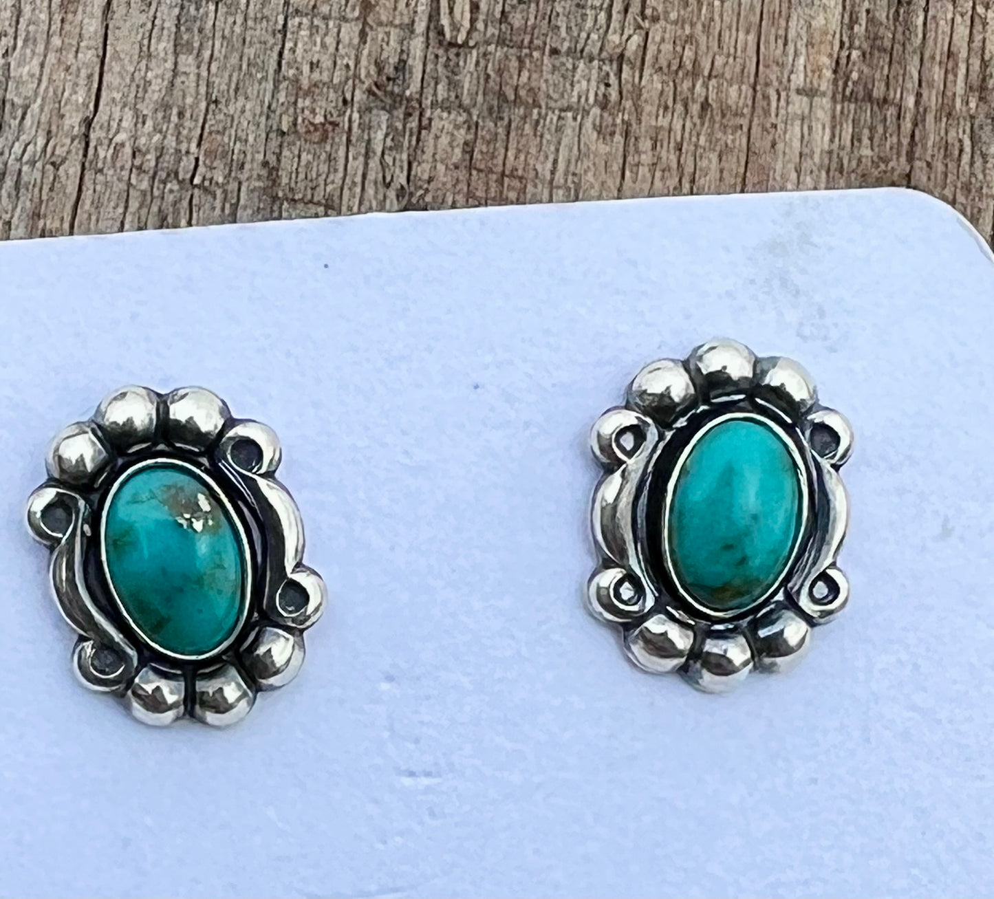 Sterling & Campitos Turquoise Post Earrings 1/2”