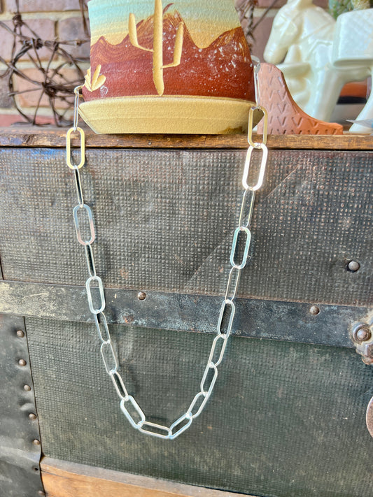 Chunky Sterling Silver Paperclip Link Chain (Made in Italy) Necklace 24”