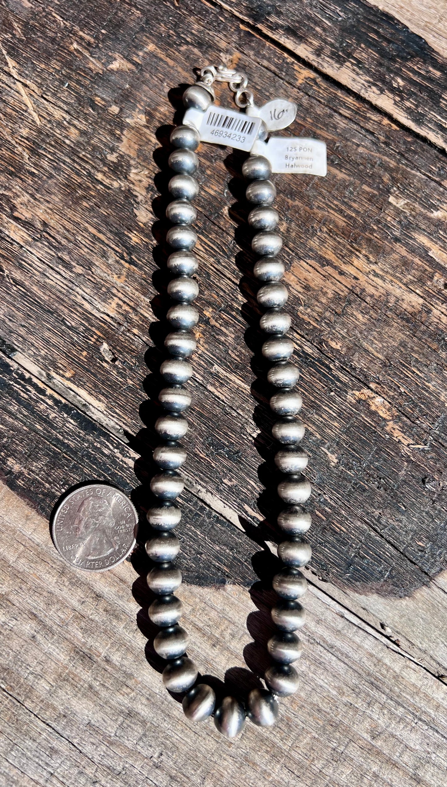 Handmade Sterling Navajo Pearls by Bryannen Halwood 16.5”Necklace