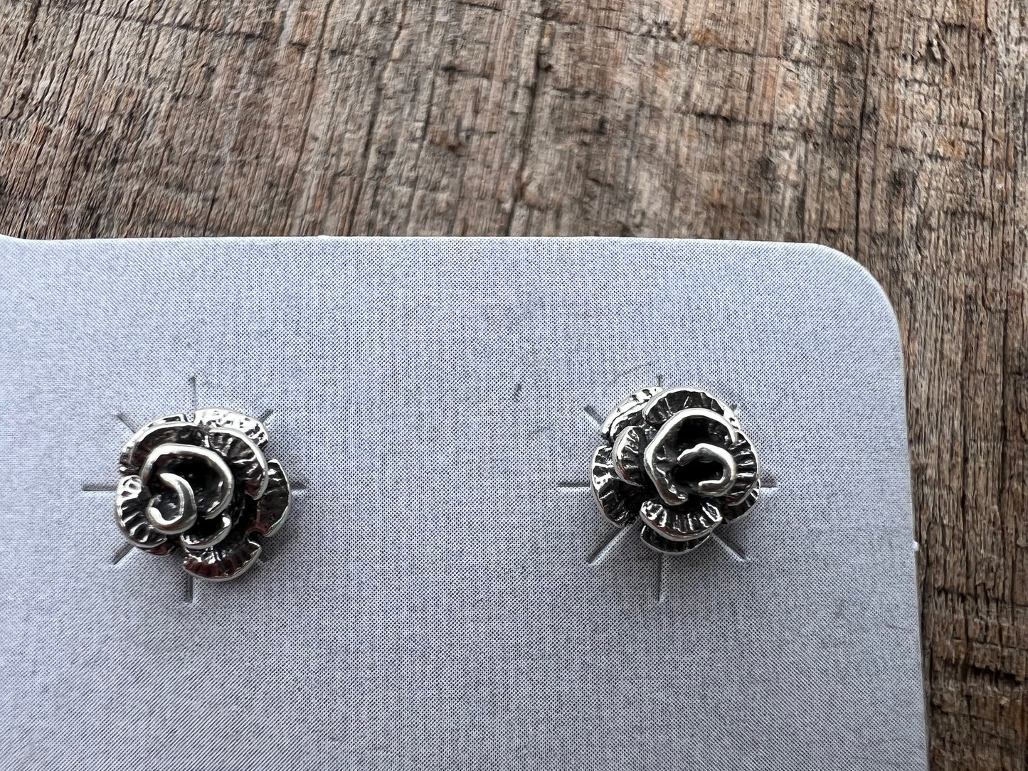 Sterling Dainty Rose Post Earrings 1/4”