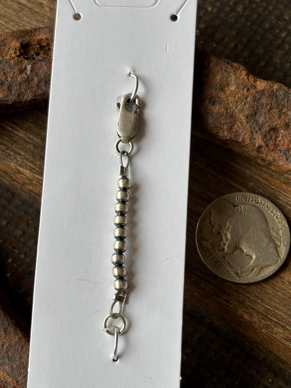 Sterling Silver Oxidized 3mm Bead Necklace Extender 2”