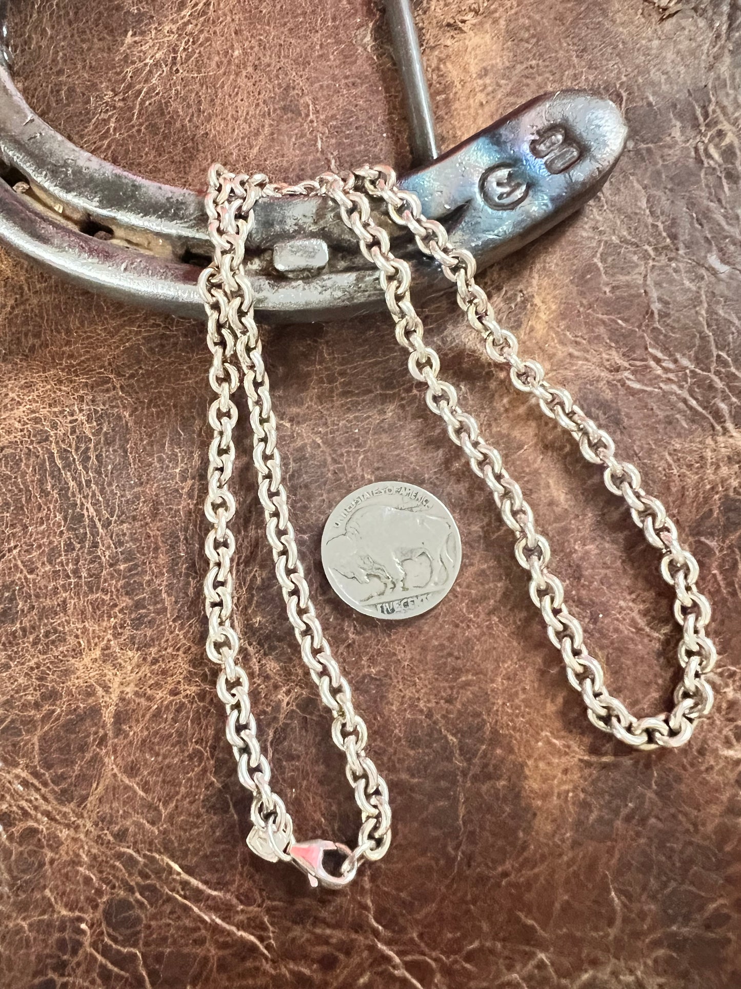 Vintage .999 Fine Silver Rolo Chain Necklace 20”