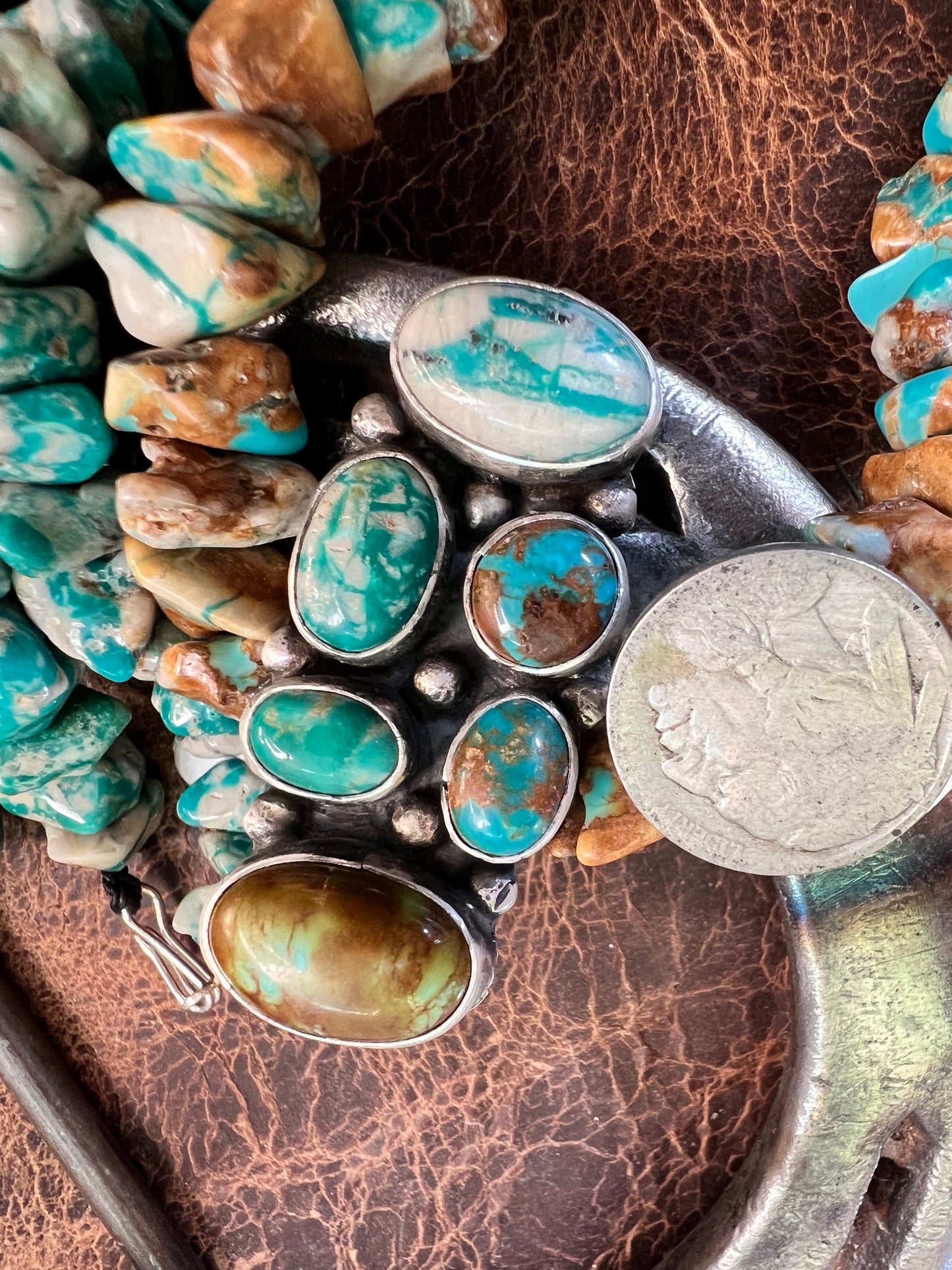 Navajo Handmade by Ella Peter Fox Turquoise 6-stone Ring Sz 7.5