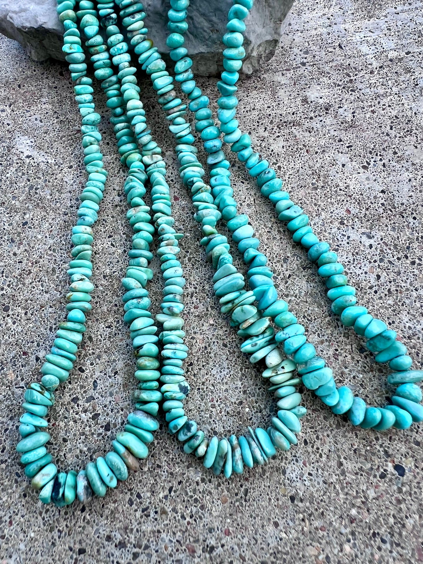 3 Single-Strand 19” Campitos Turquoise Necklaces w/ Sterling Clasp