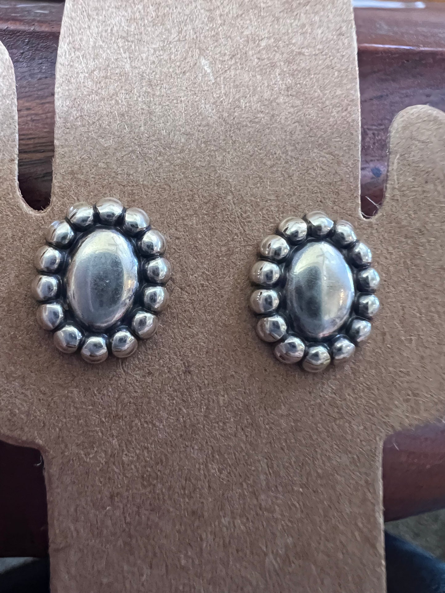 Sterling Concho Post Earrings 1/2”