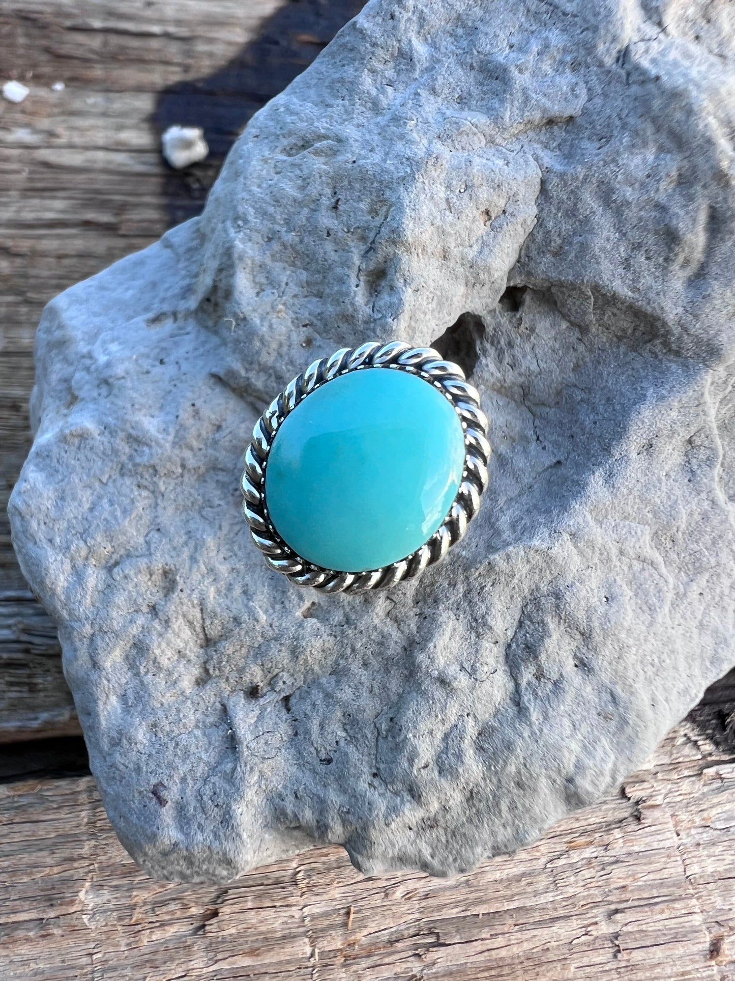 Handmade Sterling & Campitos Turquoise Hair Button 5/8”