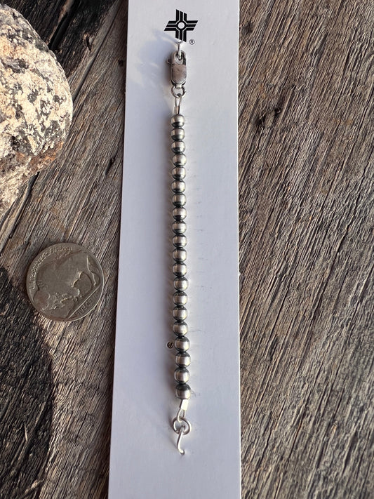 Sterling Oxidized 4mm Round Bead Extender 4” Long