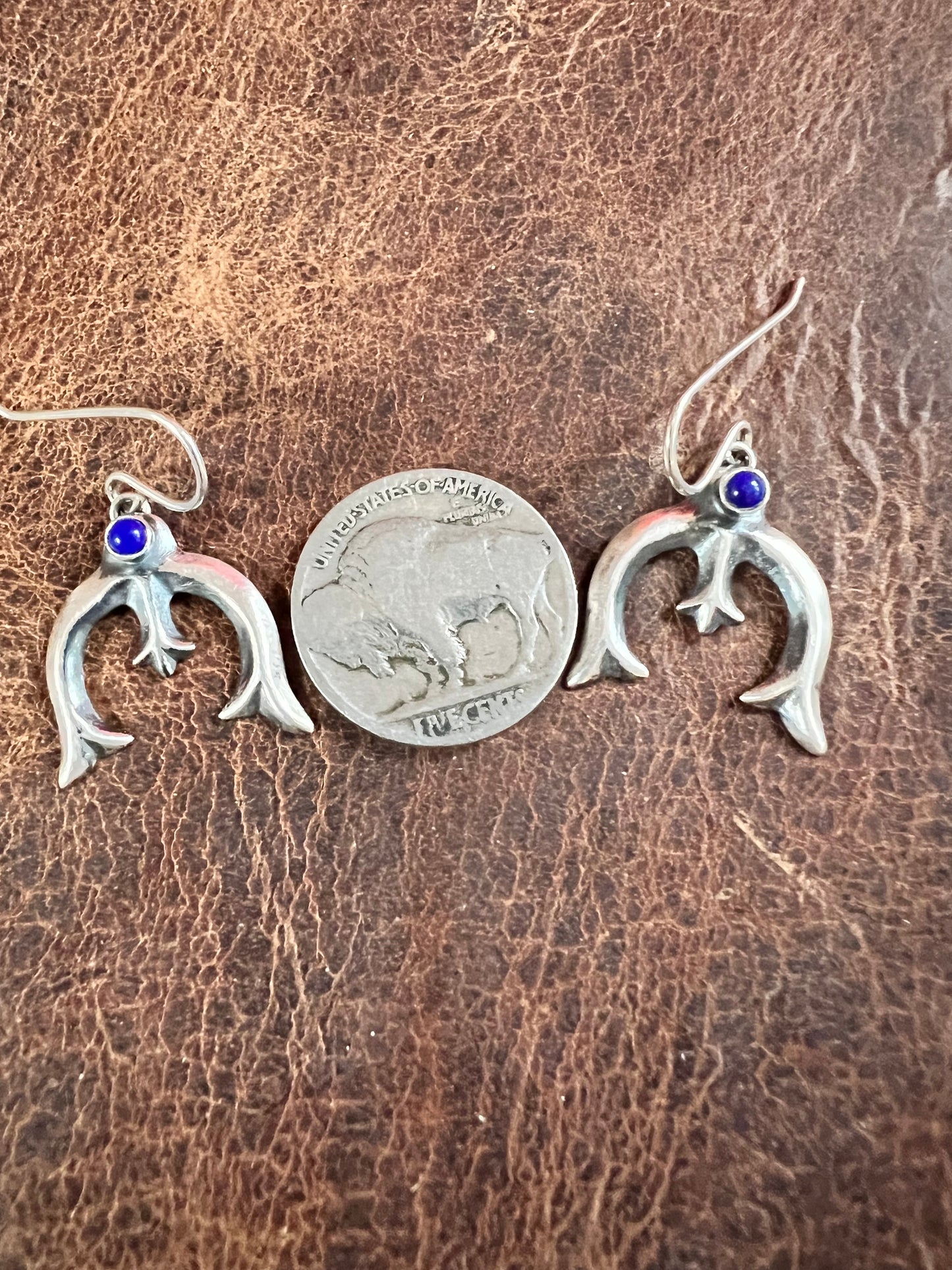 Vintage Lapis & Sterling Naja Navajo Handmade Dangle Earrings