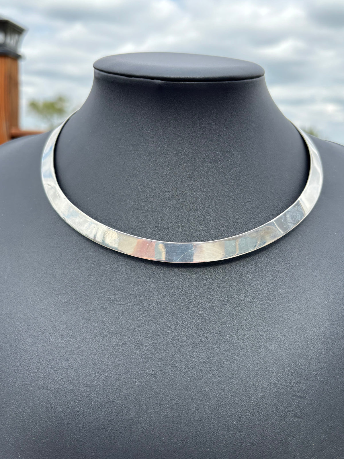 Vintage Sterling Silver Collar Necklace 17”