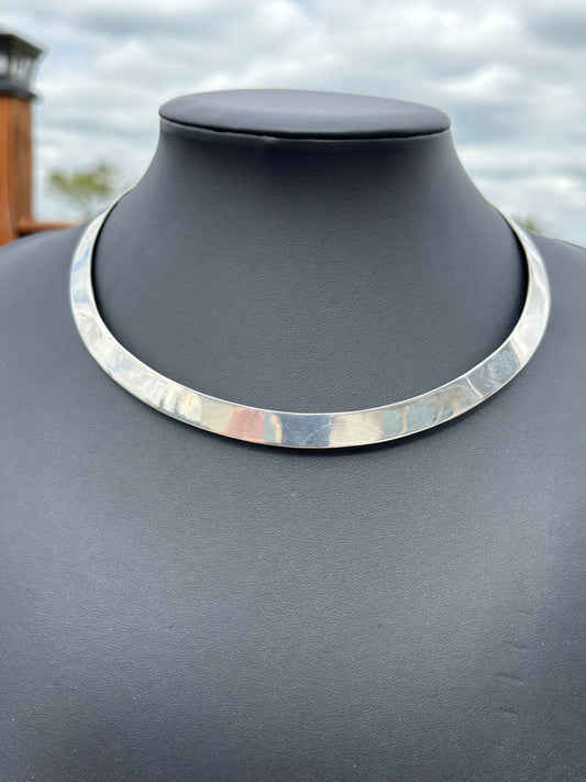 Vintage Sterling Silver Collar Necklace 17”