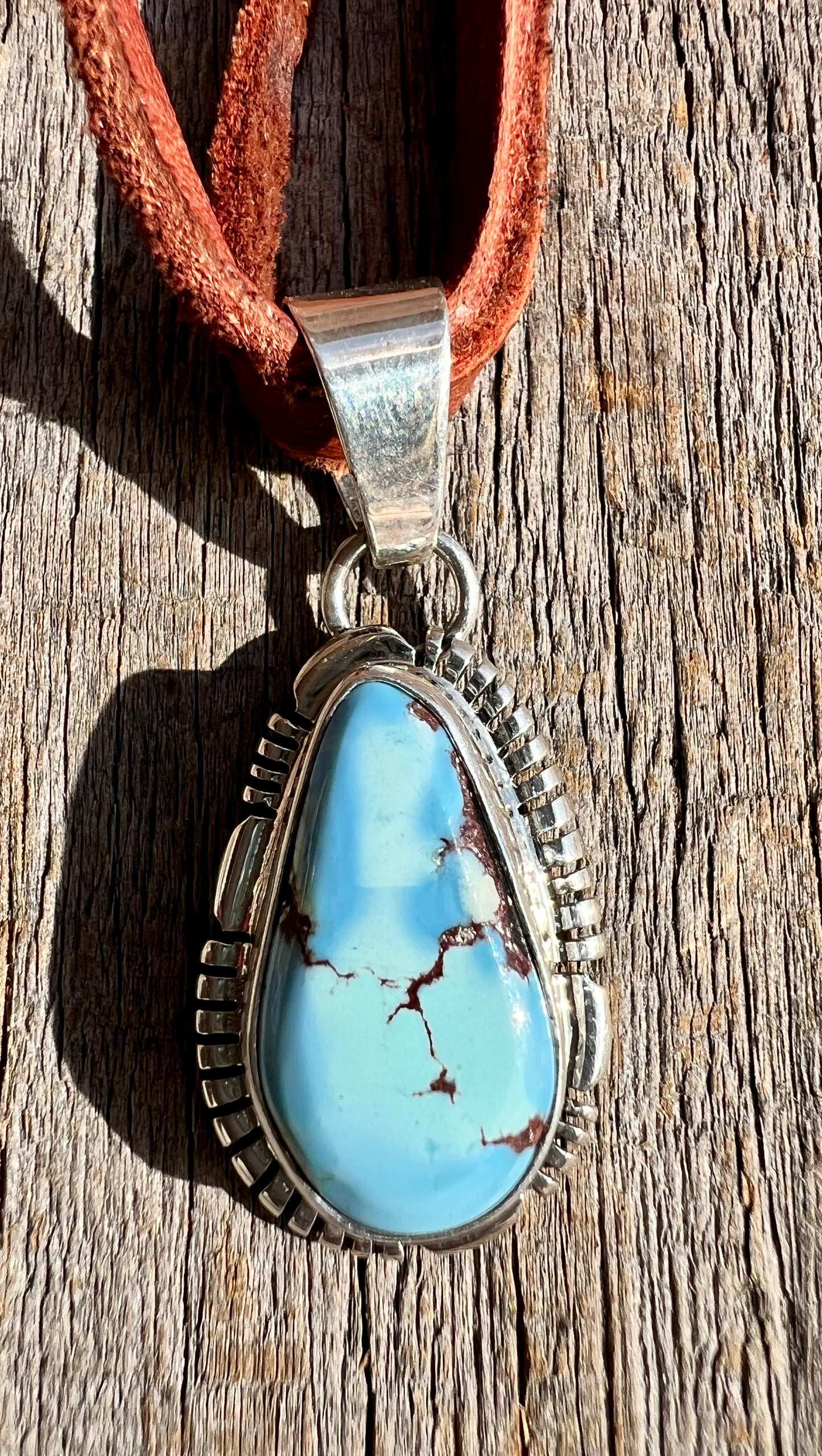 Golden Hills Turquoise & Sterling Silver Pendant - Navajo Handmade by Norvin Johnson