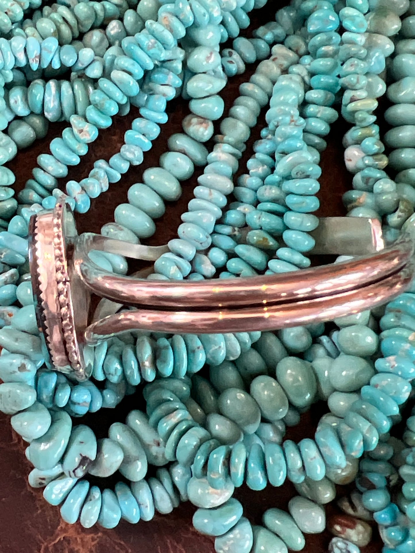 Handmade Sterling Bisbee Turquoise Cuff Bracelet Sz 6.5”